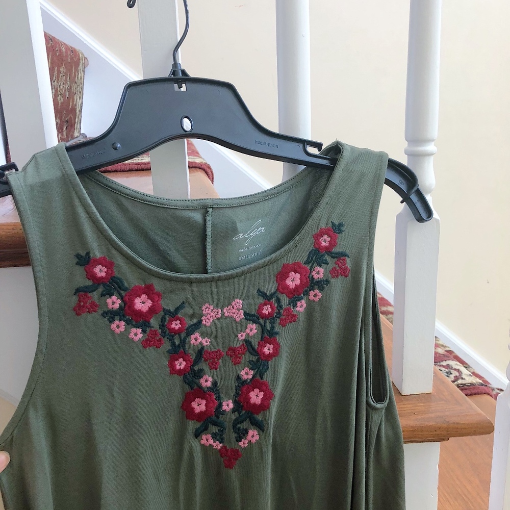 Army Green/ Floral Francesca's Dress
